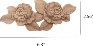 Rose Wood Carved Onlay Applique Craft Unpainted Decal Door Corner Home Frame Decor Unpainted Cabinet Bed Furniture Mirror Wall Decal Door Cabinet Decor Home Decoration (1PC (6.3"*2.56")) - Image 2