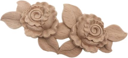 Rose Wood Carved Onlay Applique Craft Unpainted Decal Door Corner Home Frame Decor Unpainted Cabinet Bed Furniture Mirror Wall Decal Door Cabinet Decor Home Decoration (1PC (6.3"*2.56"))