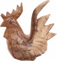 Wooden Hand Carved Wooden Rooster Statue, Sculpture Art Decorative Rustic Home Decor Accent Handmade Handcrafted Decoration (Natural Color) - Image 2