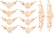 10 Pcs Wood Carved Wall Decor Floral Wood Carved Applique Corner Decorative for Furniture Door Cabinet Bed Decorations