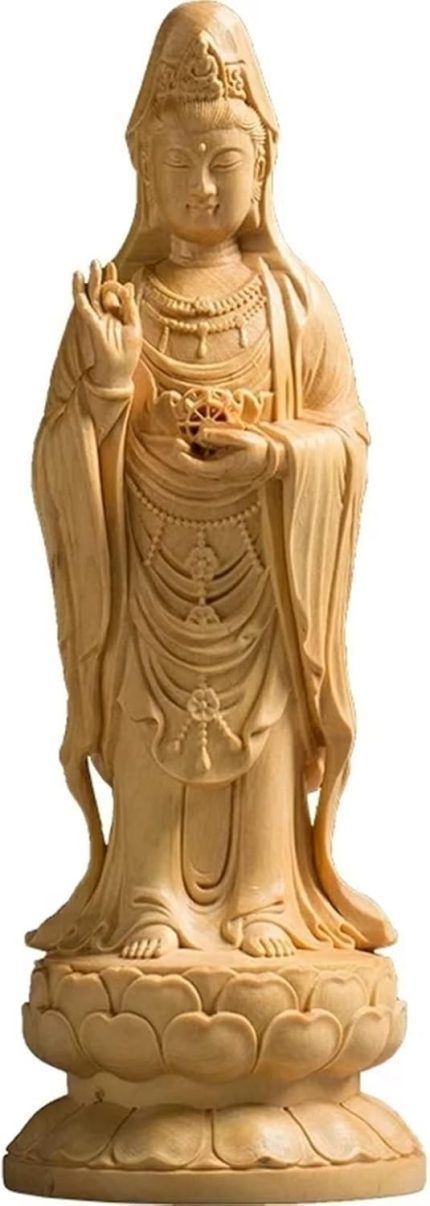 Feng Shui Decor Goddess of Mercy Quan yin Statue,Art Collection Kuan yin Buddha Statue,Hand Carving Boxwood Guan yin Statue for Home Office Decor