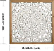 Carved Wood Wall Sculpture, Intricate Floral Mandala Design with Distressed White Finish, Vintage Farmhouse Wall Art Panel with Solid Wood Frame for Bedroom Entryway (22.5" x 22.5") - Image 2