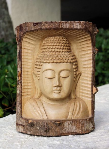 Wooden Serene Buddha Bust Head Statue Hand Carved Sculpture Handmade Figurine Decorative Home Decor Accent Handcrafted Traditional Contemporary Decoration Buddha Head Crocodile Wood